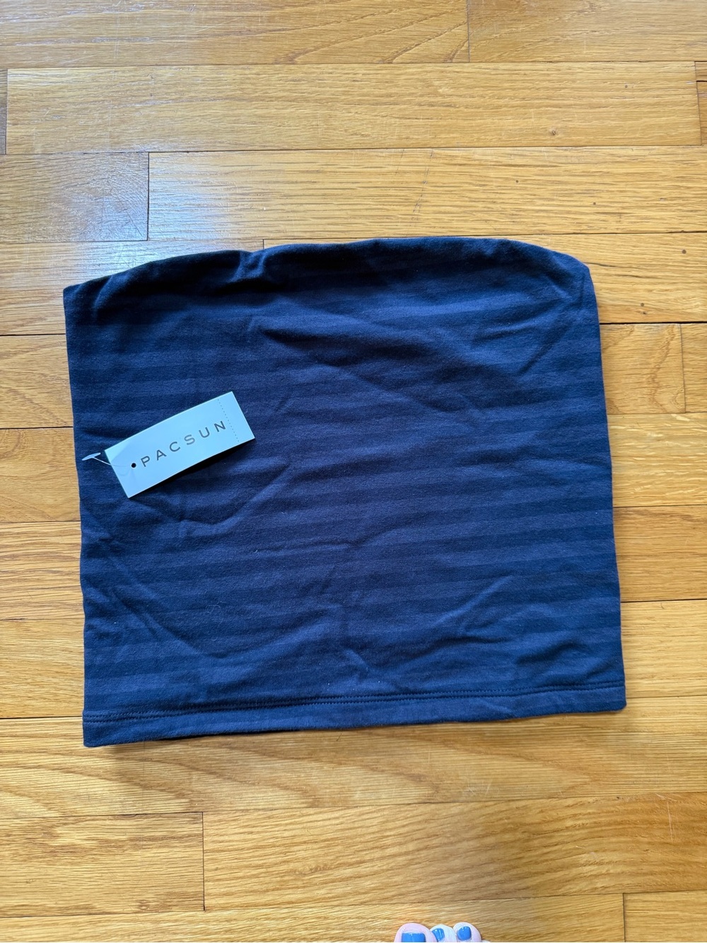 PacSun Navy Blue Striped Strapless Crop Top